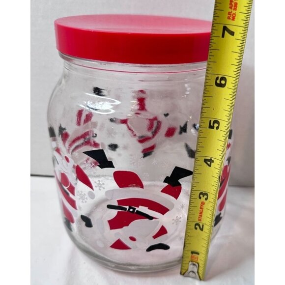 Santa Claus Tumbling Dancing Glass Cookie/Treat Jar StorageLid Anchor Hocking - Picture 3 of 5